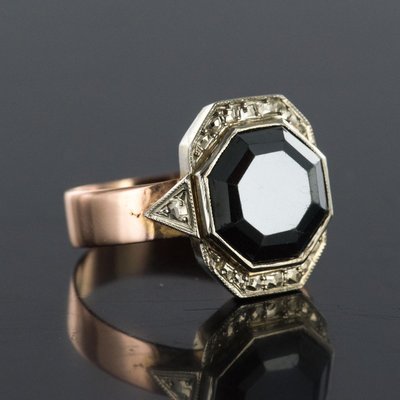 19th-Century French Napoleon 3 Rose Gold Hematite Ring-OLU-896137