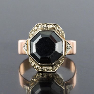 19th-Century French Napoleon 3 Rose Gold Hematite Ring-OLU-896137