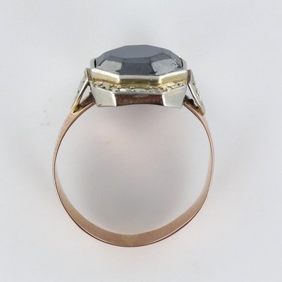 19th-Century French Napoleon 3 Rose Gold Hematite Ring-OLU-896137