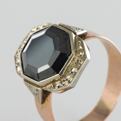 19th-Century French Napoleon 3 Rose Gold Hematite Ring-OLU-896137