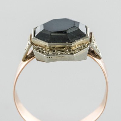 19th-Century French Napoleon 3 Rose Gold Hematite Ring-OLU-896137