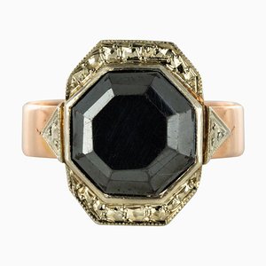 19th-Century French Napoleon 3 Rose Gold Hematite Ring-OLU-896137