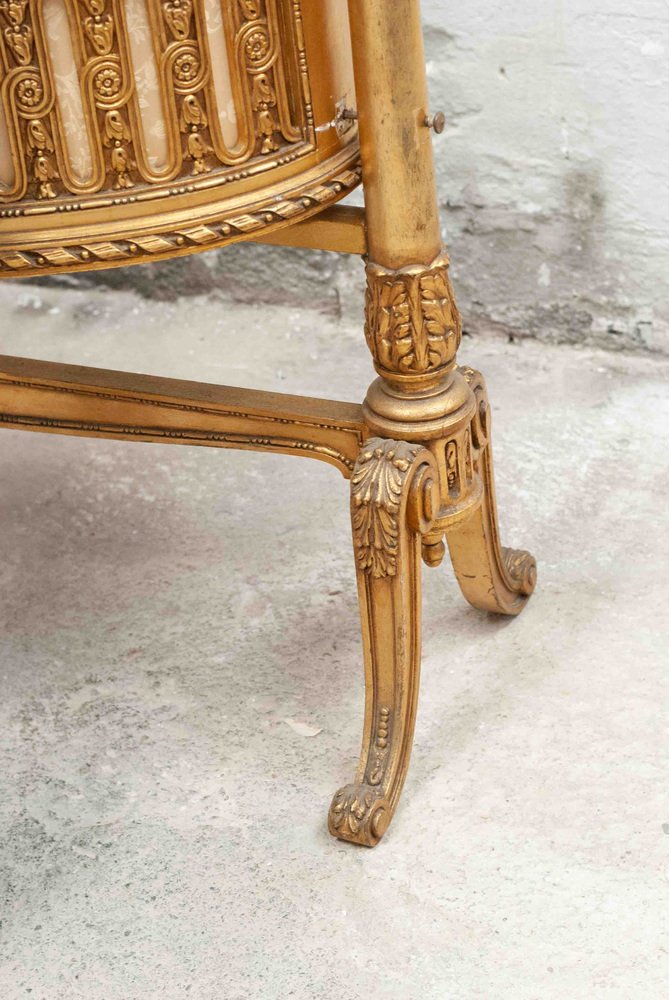 19th Century French Napoleon III Cradle in Carved & Gilt Wood