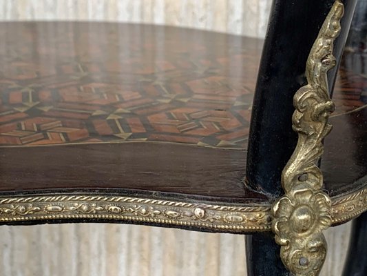 19th-Century French Napoleon III Three-Tier Marquetry Side Table, 1860-PSK-1002657