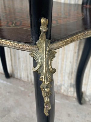 19th-Century French Napoleon III Three-Tier Marquetry Side Table, 1860-PSK-1002657