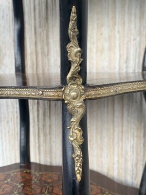 19th-Century French Napoleon III Three-Tier Marquetry Side Table, 1860-PSK-1002657