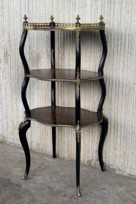 19th-Century French Napoleon III Three-Tier Marquetry Side Table, 1860-PSK-1002657