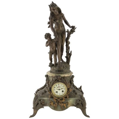 19th Century French Onyx and Antimony Clock-ZCI-752124