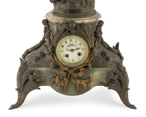 19th Century French Onyx and Antimony Clock-ZCI-752124