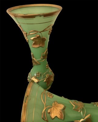 19th Century French Opaline Baccarat Green Vases, Set of 2-OZS-1397054