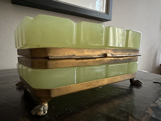 19th Century French Opaline Glass Box in Pistachio Green, 1880s-JO-1772536