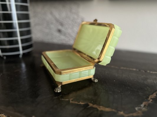 19th Century French Opaline Glass Box in Pistachio Green, 1880s-JO-1772536