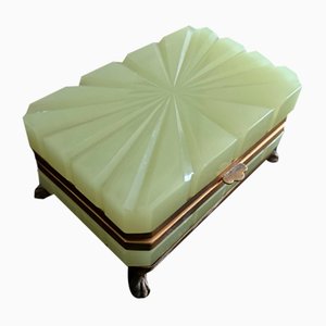 19th Century French Opaline Glass Box in Pistachio Green, 1880s-JO-1772536