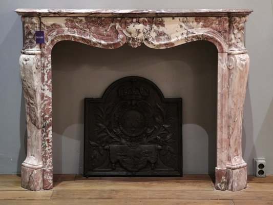 19th Century French Pink Marble Mantelpiece-TDA-1376432