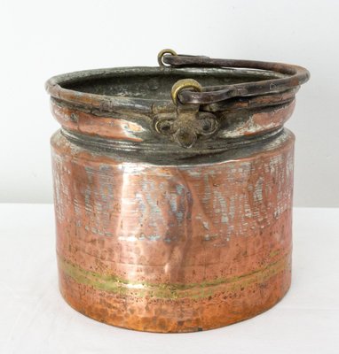 19th Century French Planter Copper Jardinière with Handle-RIU-1329295