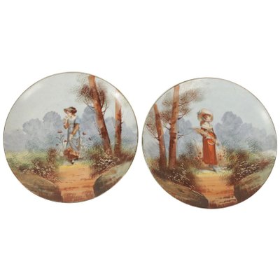 19th Century French Porcelain Hand-Painted Plates, Set of 2-WFS-744823