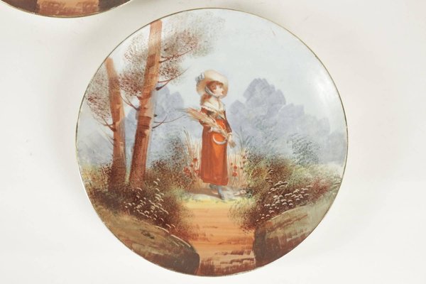 19th Century French Porcelain Hand-Painted Plates, Set of 2-WFS-744823