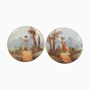 19th Century French Porcelain Hand-Painted Plates, Set of 2-WFS-744823