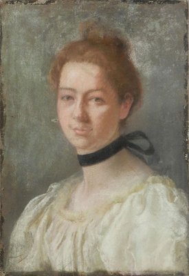 19th Century French Portrait of a Lady Painting Pastel on Canvas, 1880s