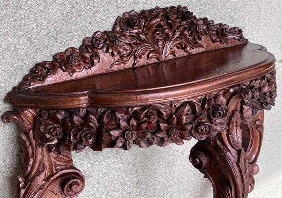 19th Century French Regency Wall Carved Walnut Console Table, 1900s-PSK-1432118