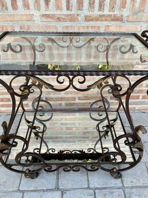 19th Century French Table Iron Bar Cart with Wheels-NOU-1124516