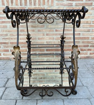 19th Century French Table Iron Bar Cart with Wheels-NOU-1124516