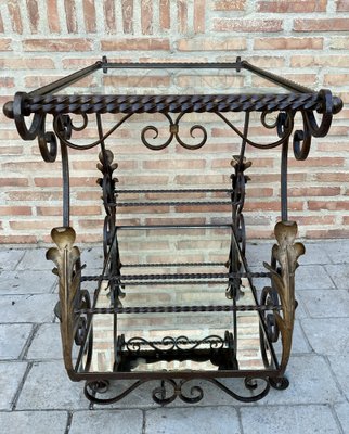 19th Century French Table Iron Bar Cart with Wheels-NOU-1124516