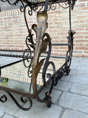 19th Century French Table Iron Bar Cart with Wheels-NOU-1124516