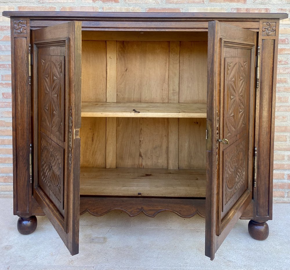 19th Century French Walnut 2-Door Buffet with Round Legs