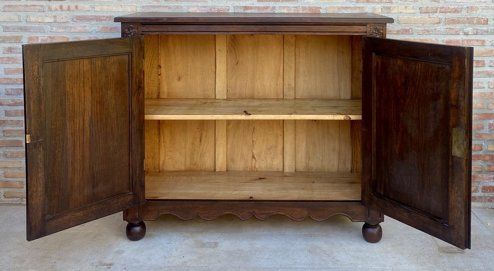 19th Century French Walnut 2-Door Buffet with Round Legs