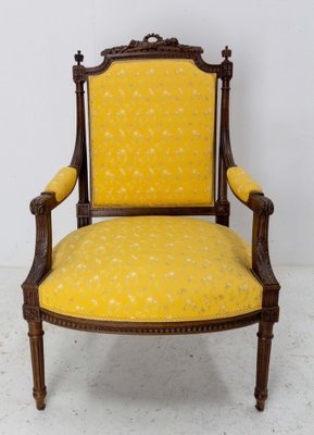 19th Century French Walnut Fauteuil Armchair-RIU-1329277