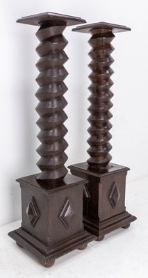 19th Century French Wine Press Screw Pedestals Plant Holders, Set of 2-RIU-1167811