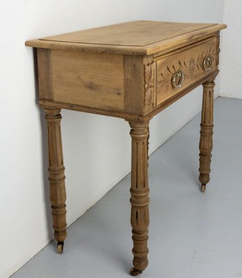 19th Century French Writing Table on Wheels in Carved Walnut, 1880s-RIU-1769212