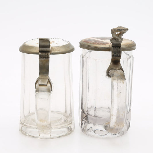 19th Century German Glass Beer Steins, Set of 2