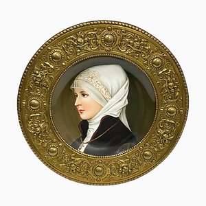 19th Century German Porcelain Plate in Bronze of a Young Woman-UCH-1224349