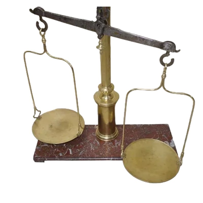 19th Century Gilded Bronze Scale with Marble Base