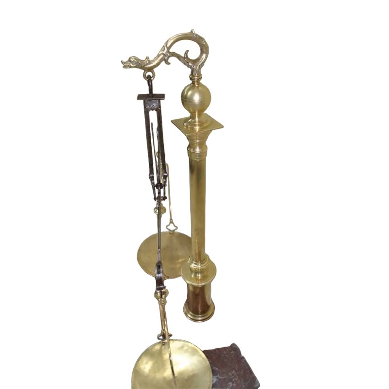 19th Century Gilded Bronze Scale with Marble Base