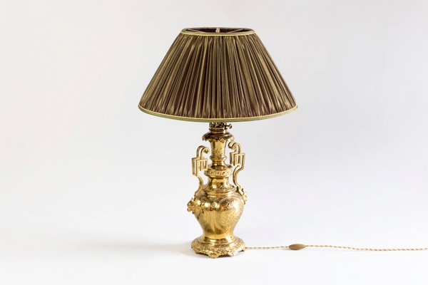 19th Century Gilt Brass and Bronze Table Lamps, Set of 2