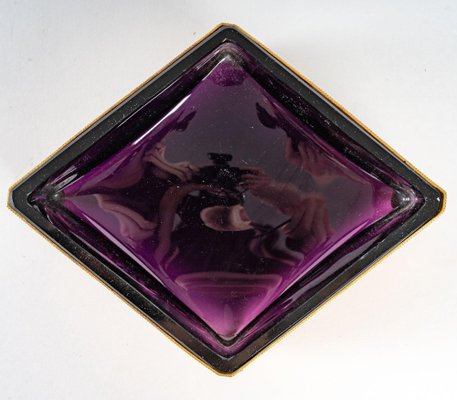 19th Century Gilt Bronze and Violet Crystal Square Bowl-WFS-1419036