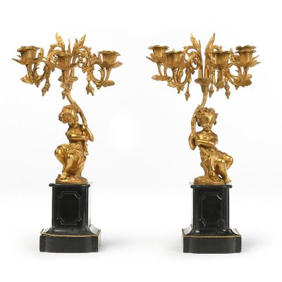 19th Century Gilt Bronze Candelabras, Set of 2-NQ-739145