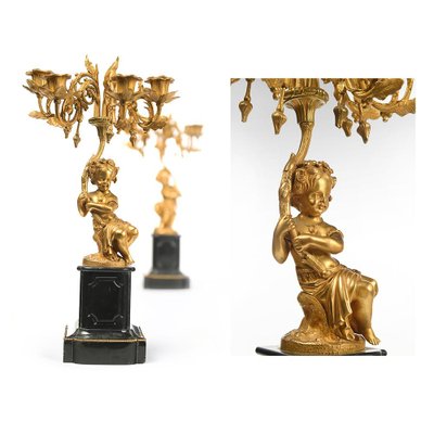 19th Century Gilt Bronze Candelabras, Set of 2-NQ-739145