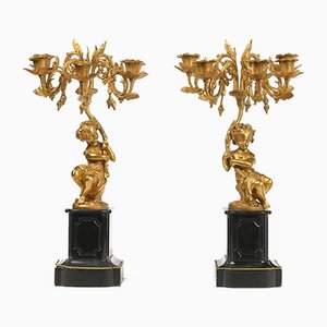 19th Century Gilt Bronze Candelabras, Set of 2-NQ-739145