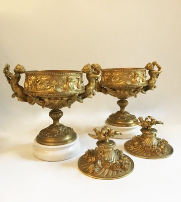 19th Century Gilt Bronze Cups, France, Set of 2-WIM-1150878