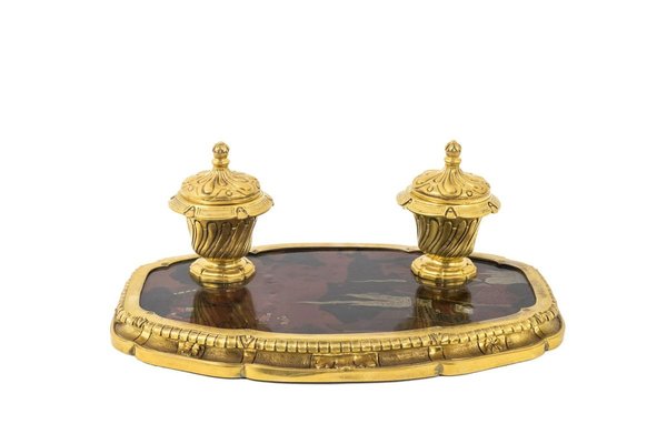 19th Century Gilt Bronze Inkwell with Chinese Style Lacquer-CEJ-626731