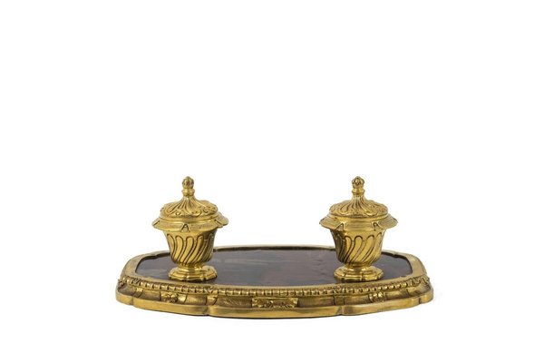 19th Century Gilt Bronze Inkwell with Chinese Style Lacquer-CEJ-626731