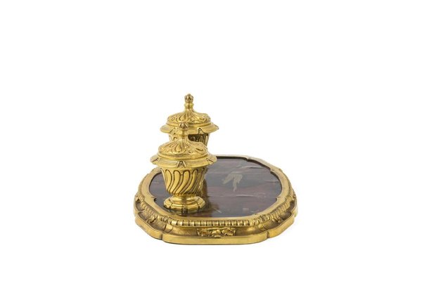 19th Century Gilt Bronze Inkwell with Chinese Style Lacquer-CEJ-626731