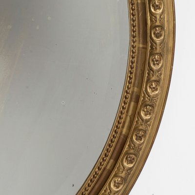 19th Century Gilt Wood Oval Mirror with Shell Crest, 1890s-YK-1694744