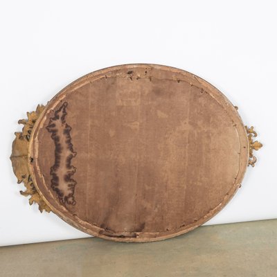 19th Century Gilt Wood Oval Mirror with Shell Crest, 1890s-YK-1694744