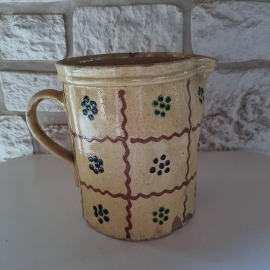 19th Century Glazed Earthenware Savoie Pitcher