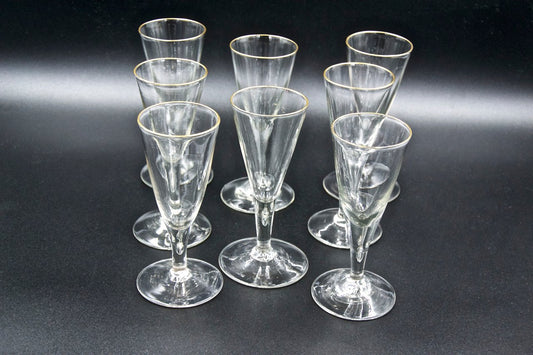 19th Century Goblets with Golden Rim, Italy, Set of 8